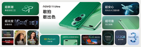 昆仑玻璃、双向北斗卫星消息！华为nova 11系列颜值能打实力更出众