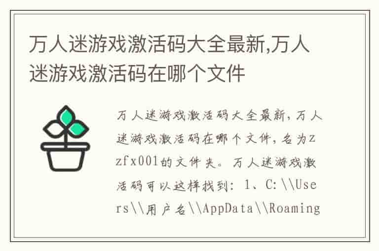 万人迷游戏激活码大全最新,万人迷游戏激活码在哪个文件-VPA