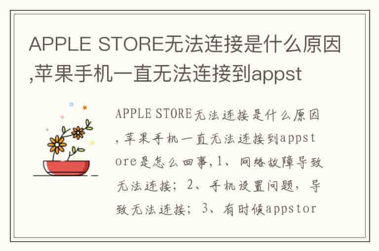 APPLE STORE无法连接是什么原因,苹果手机一直无法连接到appstore是怎么回事-YFG