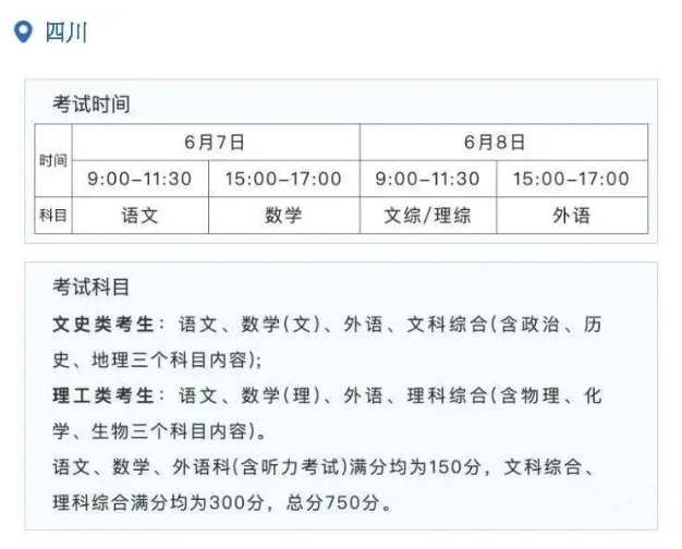 四川2023年高考时间及考试安排 第1张