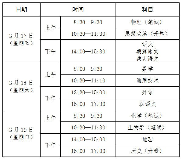 注意！吉林2022年下半年普通高中学业水平合格性考试时间调整 第2张