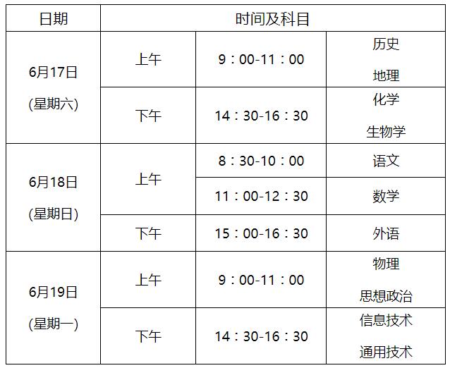 重庆2022—2023学年度第二学期学考合格考考试时间及科目安排 第2张